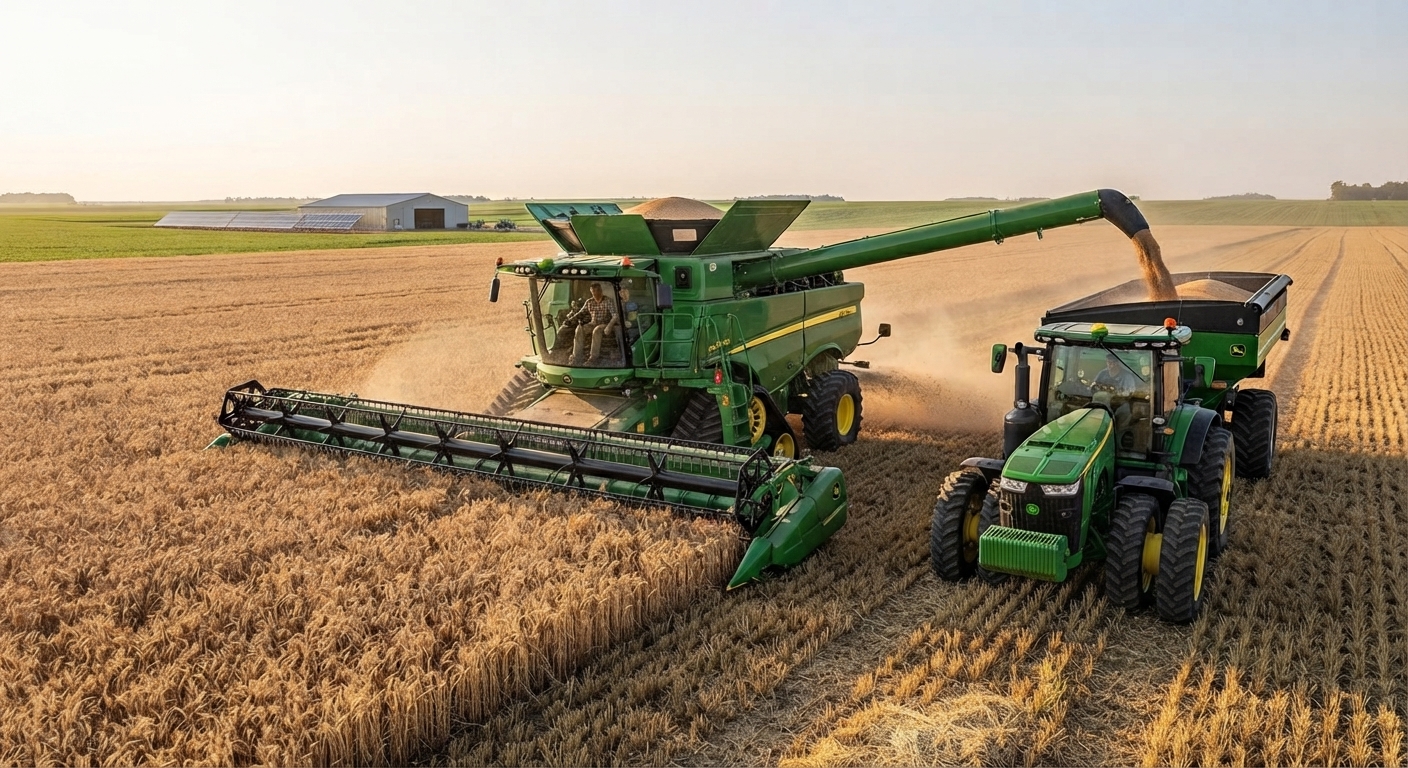 Combine Harvesting Grain